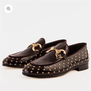 NIB Vinci The Jupiter Shoe Burgundy Spike Leather Bit Dress Loafer sz 44 / US 11